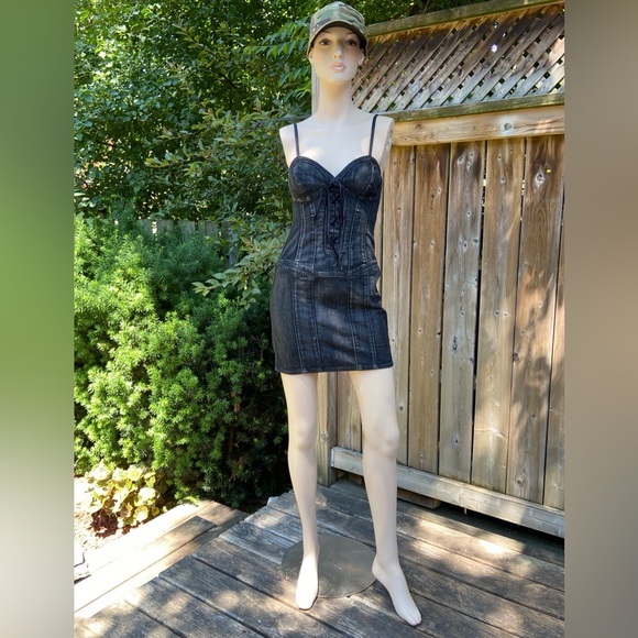 Dark Grey Denim Bustier Dress - Picture 6 of 10